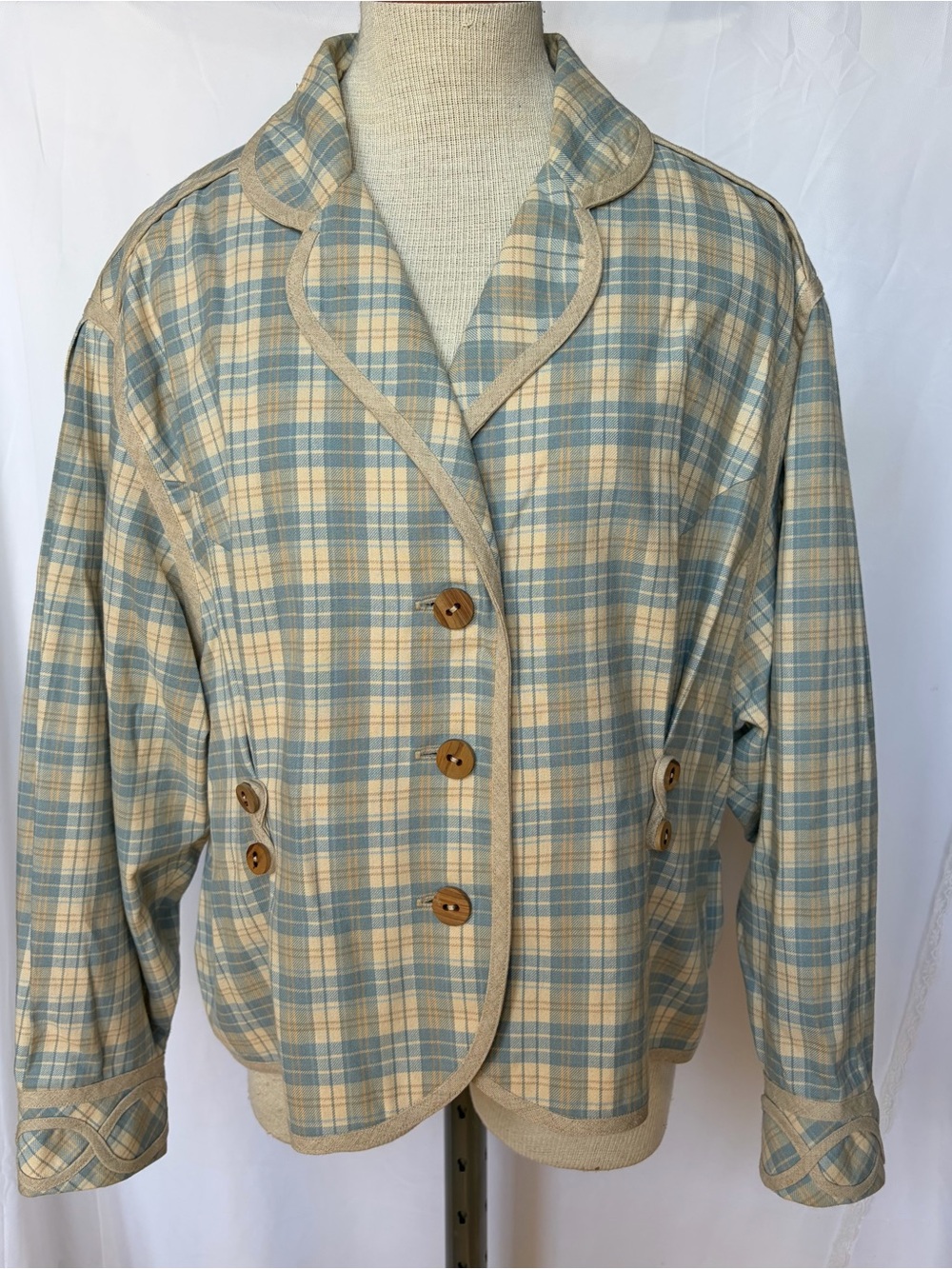 One-of-a-Kind Artisan Plaid Jacket | Cinch-Back Tailored Design